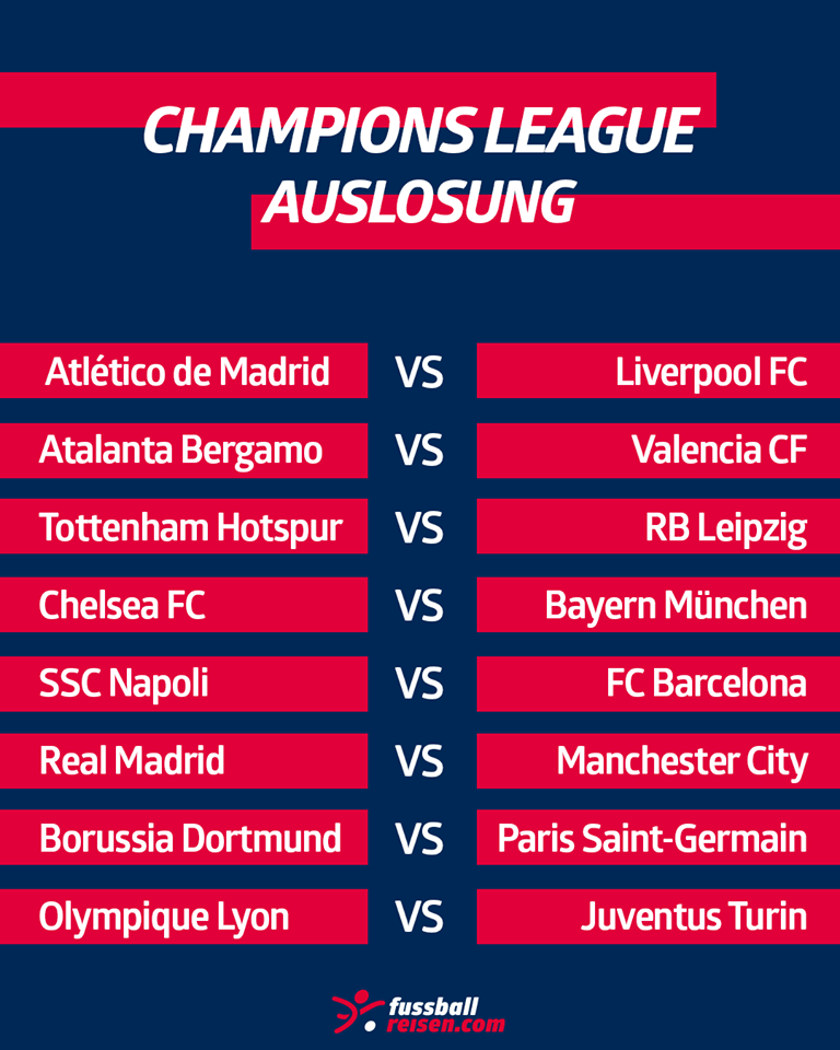 Fussballreisen zu den Achtelfinal-Spielen der UEFA Champions League